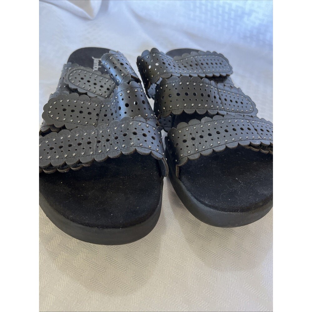 Jambu Odysseus Black Leather Sandals Womens 9.5 NWOT Adjustable Straps Slip On - Picture 7 of 8